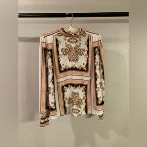 Impressions Victorian Pattern Long Sleeve Dress Shirt Size Small